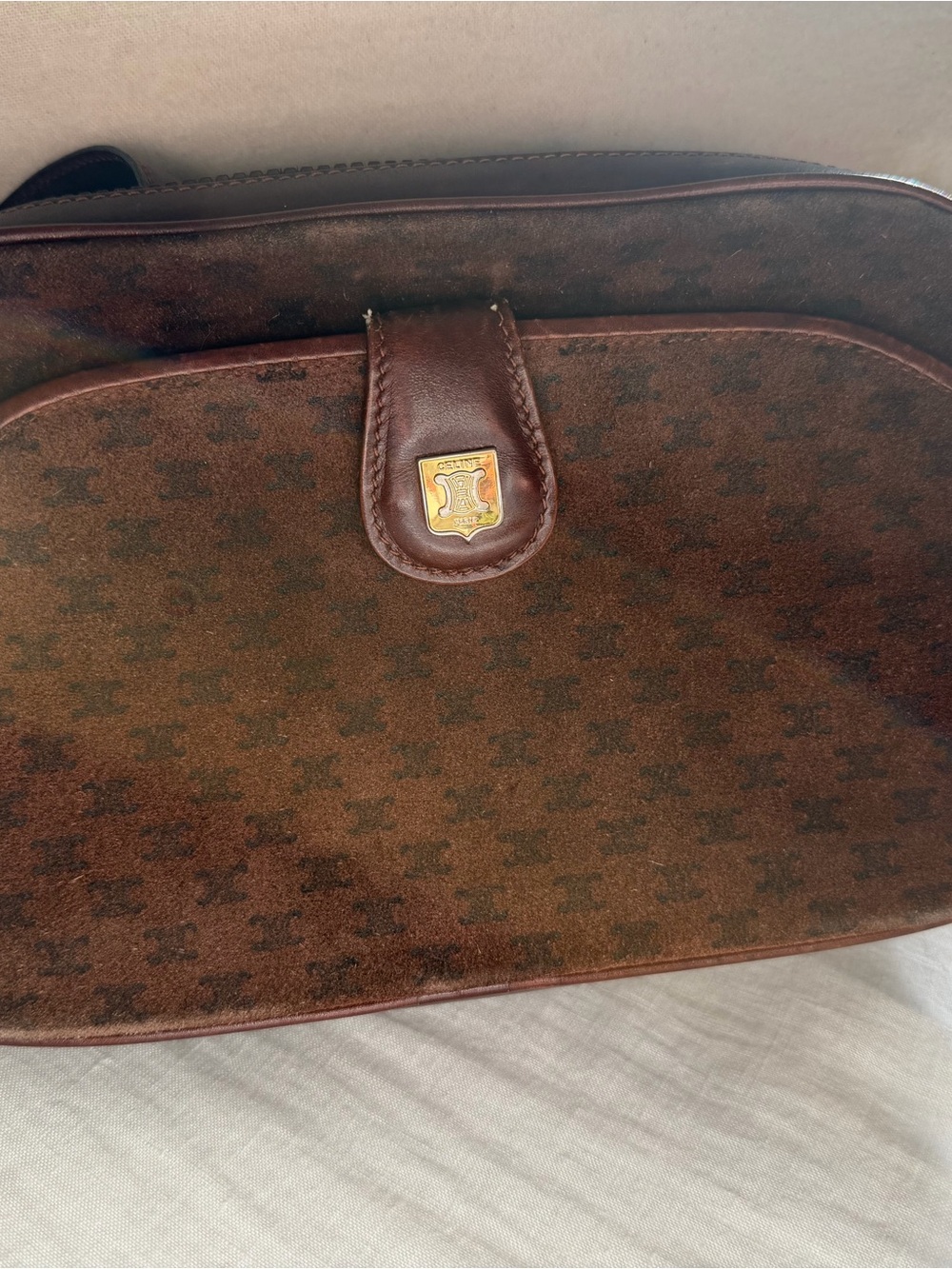 Celine Vintage Brown Camera Triumph  Crossbody Bag